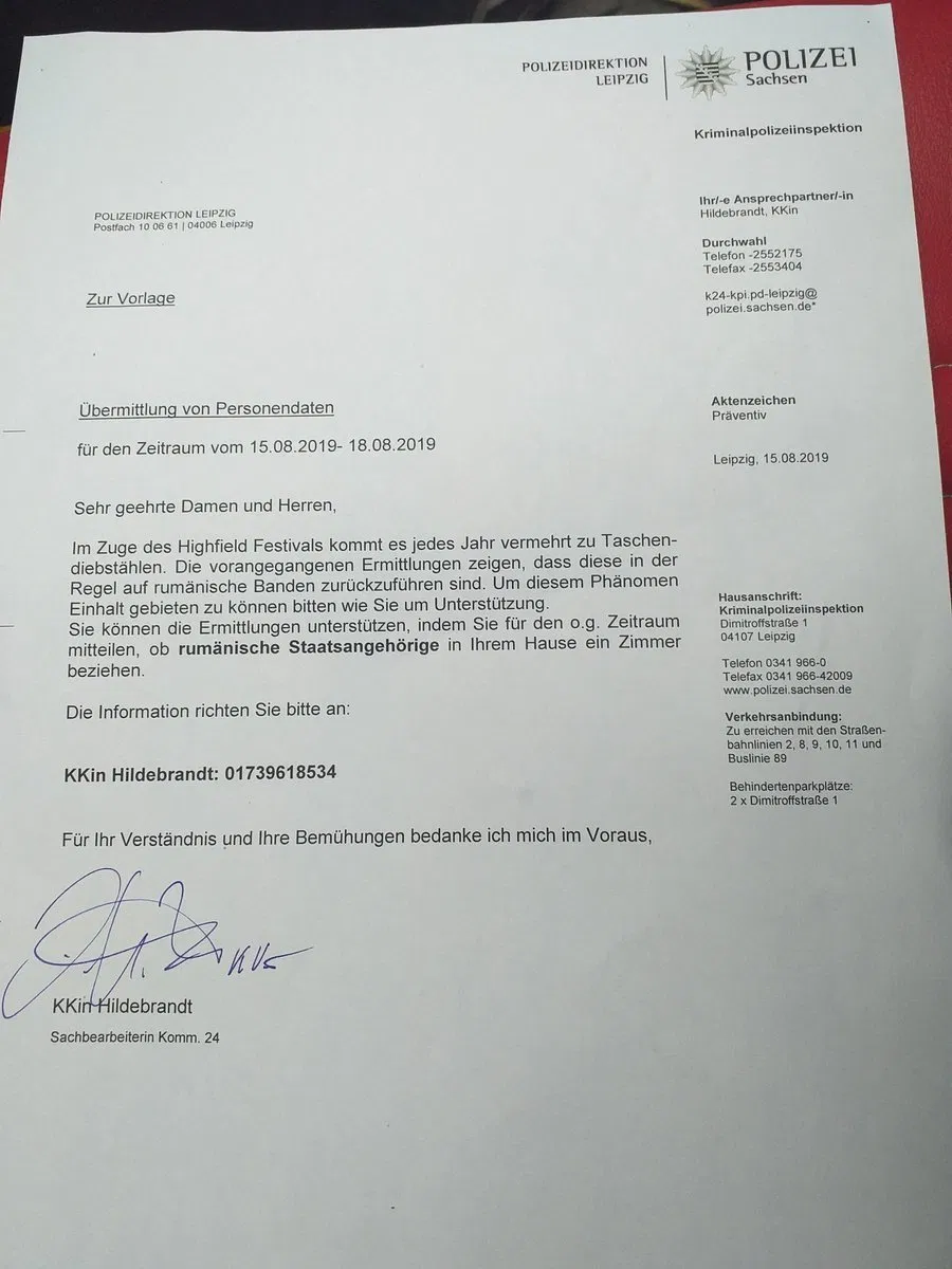 Poliţia din Leipzig a cerut hotelurilor să anunţe când cazează români